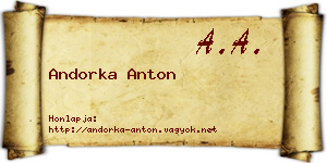 Andorka Anton névjegykártya